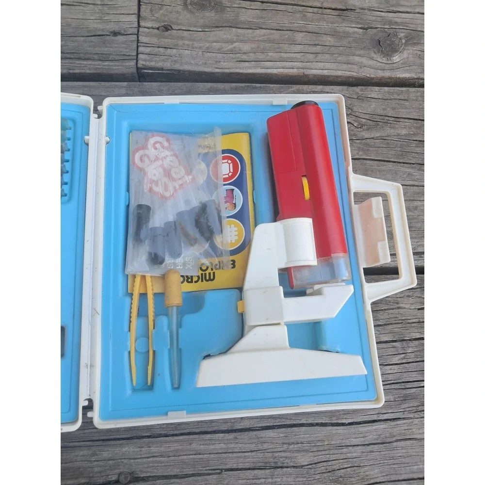 Vtg Fisher Price Set 1986 Microscope Science Toy Complete Working Microscope A2